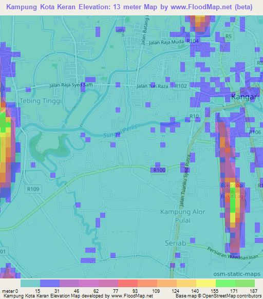 Kampung Kota Keran,Malaysia Elevation Map