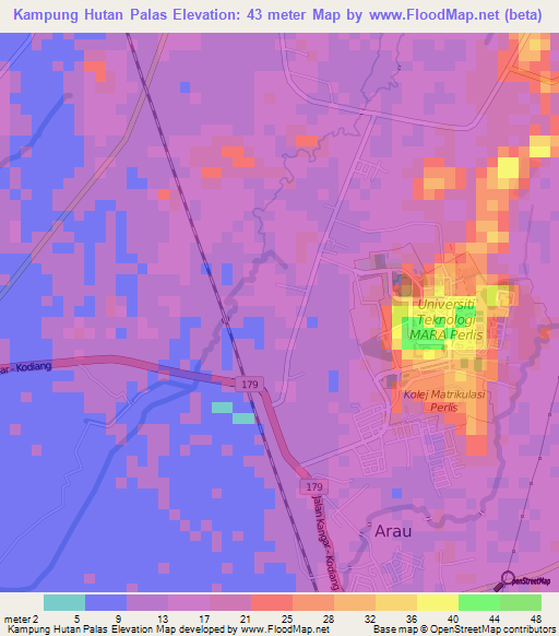 Kampung Hutan Palas,Malaysia Elevation Map