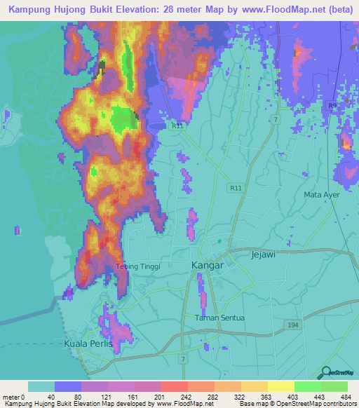 Kampung Hujong Bukit,Malaysia Elevation Map