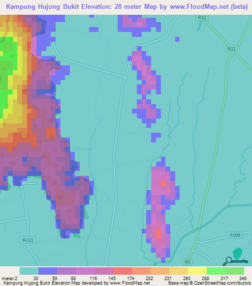 Kampung Hujong Bukit,Malaysia Elevation Map