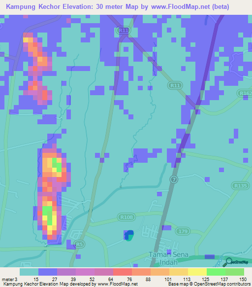 Kampung Kechor,Malaysia Elevation Map