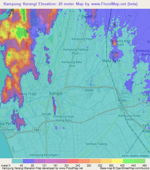 Kampung Kerangi,Malaysia Elevation Map
