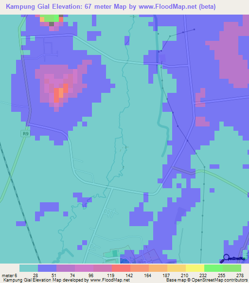 Kampung Gial,Malaysia Elevation Map