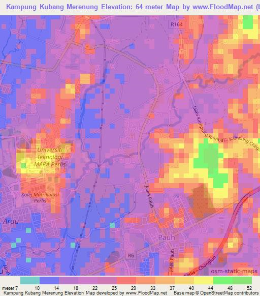 Kampung Kubang Merenung,Malaysia Elevation Map