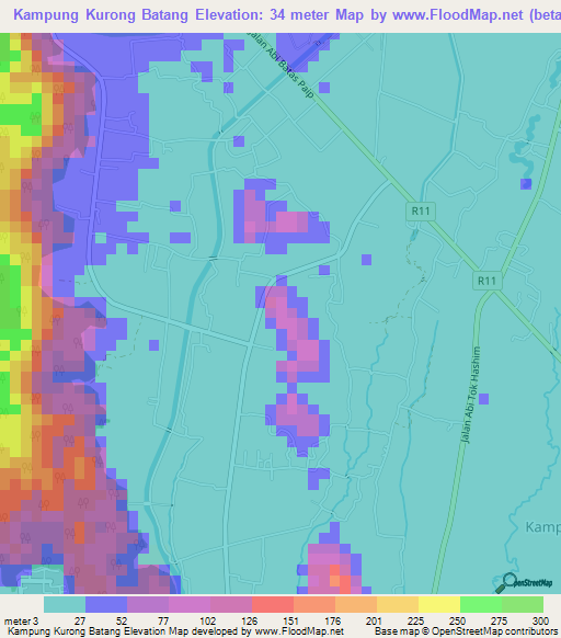 Kampung Kurong Batang,Malaysia Elevation Map