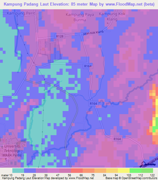 Kampung Padang Laut,Malaysia Elevation Map