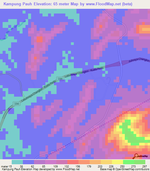 Kampung Pauh,Malaysia Elevation Map