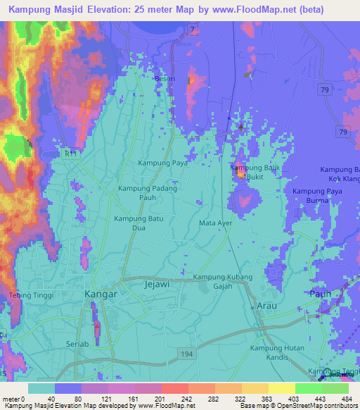 Kampung Masjid,Malaysia Elevation Map