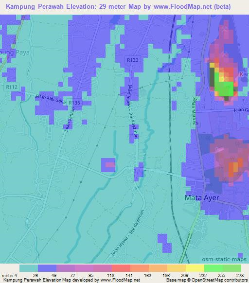 Kampung Perawah,Malaysia Elevation Map