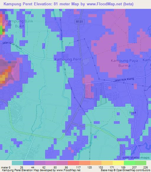 Kampung Peret,Malaysia Elevation Map