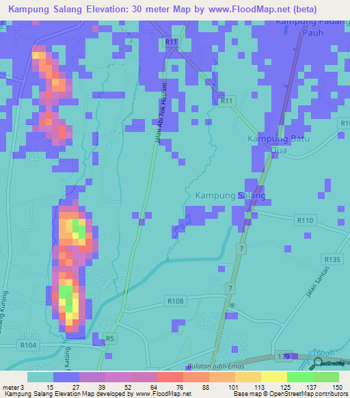 Kampung Salang,Malaysia Elevation Map