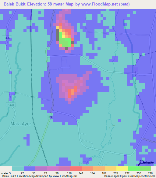 Balek Bukit,Malaysia Elevation Map