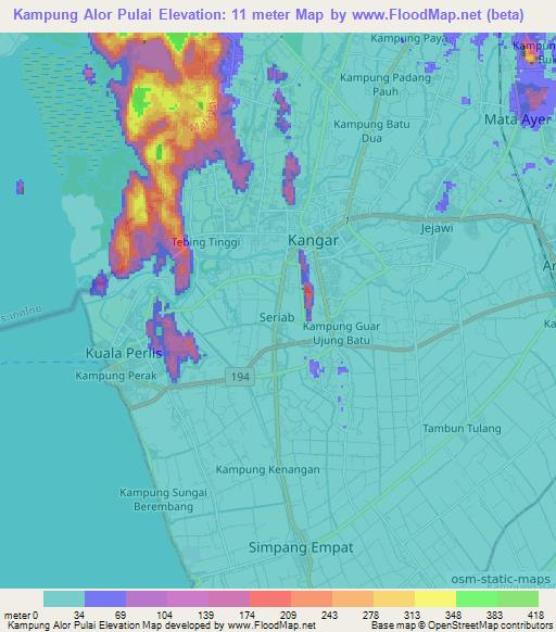 Kampung Alor Pulai,Malaysia Elevation Map