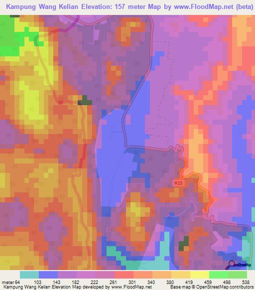 Kampung Wang Kelian,Malaysia Elevation Map