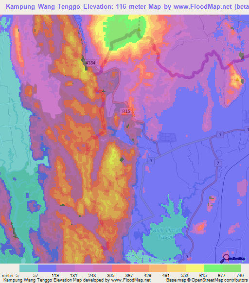 Kampung Wang Tenggo,Malaysia Elevation Map