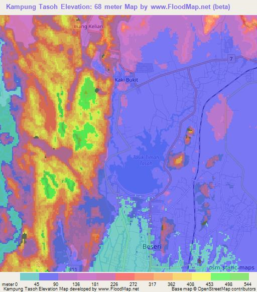 Kampung Tasoh,Malaysia Elevation Map