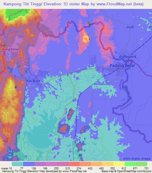 Kampung Titi Tinggi,Malaysia Elevation Map