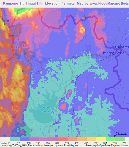 Kampung Titi Tinggi Hilir,Malaysia Elevation Map