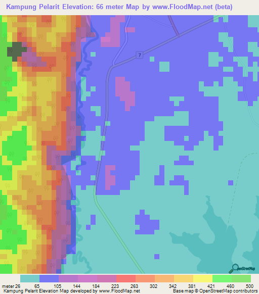 Kampung Pelarit,Malaysia Elevation Map