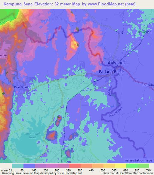 Kampung Sena,Malaysia Elevation Map