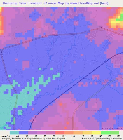 Kampung Sena,Malaysia Elevation Map