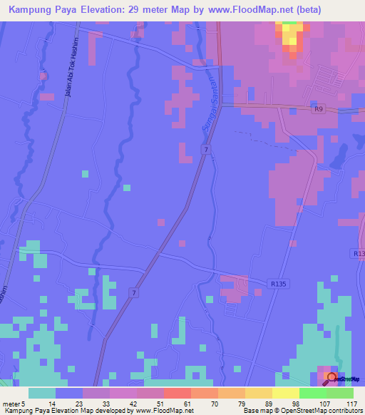 Kampung Paya,Malaysia Elevation Map