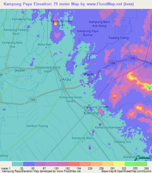 Kampung Paya,Malaysia Elevation Map