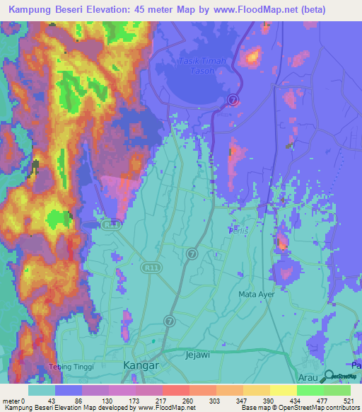 Kampung Beseri,Malaysia Elevation Map