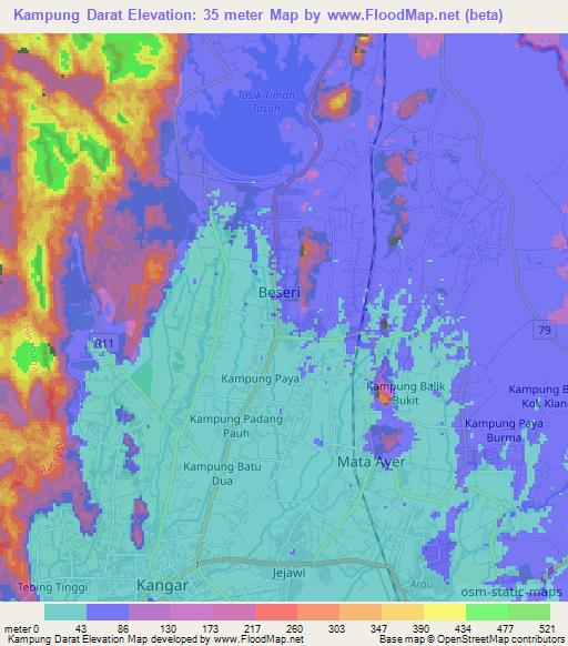 Kampung Darat,Malaysia Elevation Map