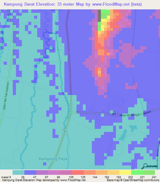 Kampung Darat,Malaysia Elevation Map