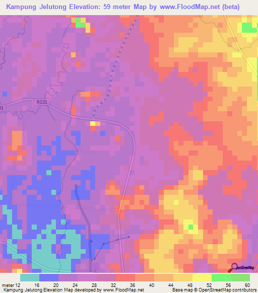 Kampung Jelutong,Malaysia Elevation Map