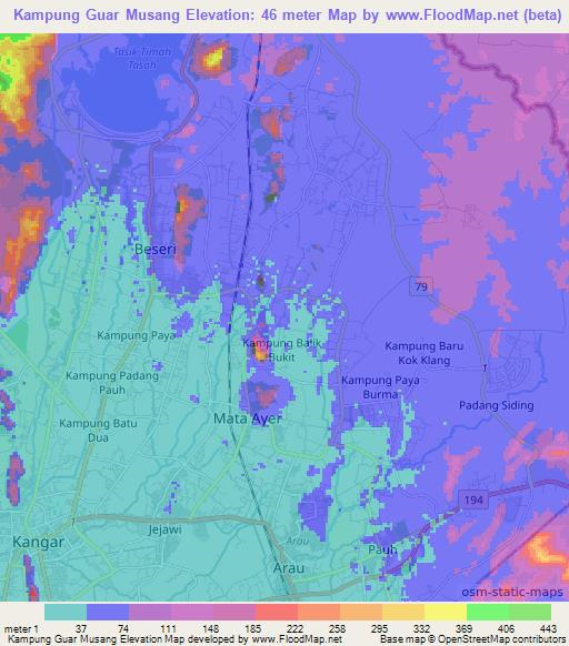 Kampung Guar Musang,Malaysia Elevation Map