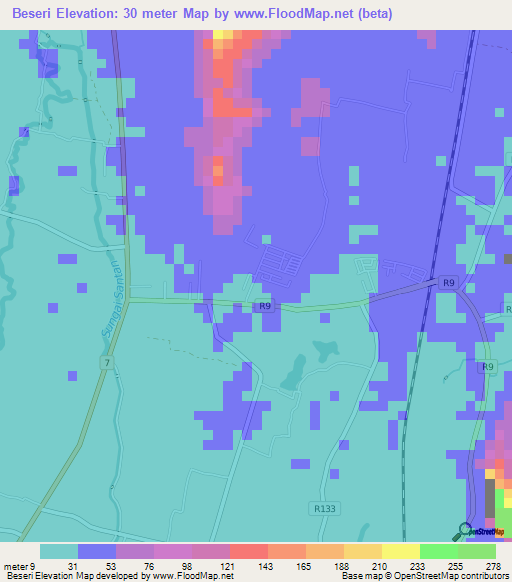 Beseri,Malaysia Elevation Map