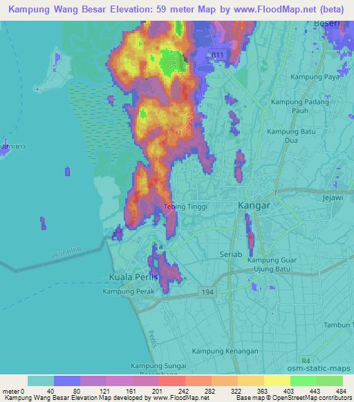 Kampung Wang Besar,Malaysia Elevation Map