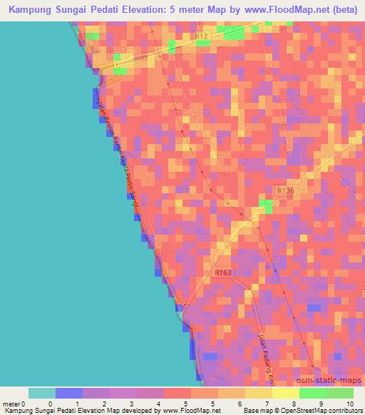 Kampung Sungai Pedati,Malaysia Elevation Map