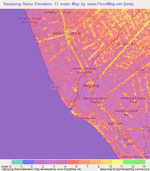 Kampung Rama,Malaysia Elevation Map