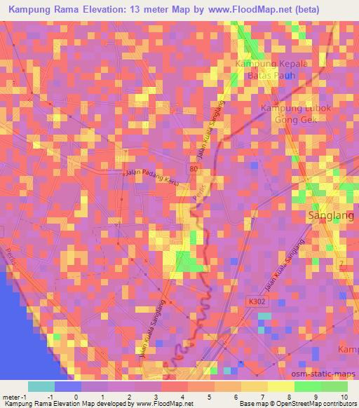 Kampung Rama,Malaysia Elevation Map