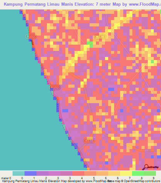 Kampung Permatang Limau Manis,Malaysia Elevation Map