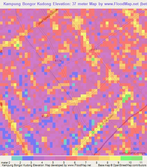 Kampung Bongor Kudong,Malaysia Elevation Map