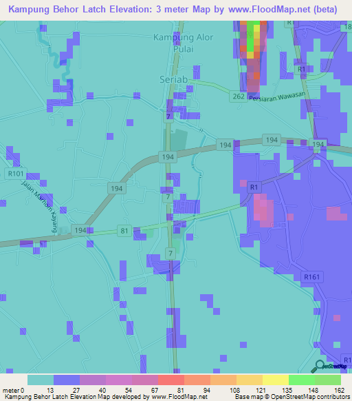 Kampung Behor Latch,Malaysia Elevation Map