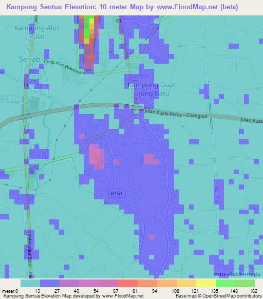 Kampung Sentua,Malaysia Elevation Map