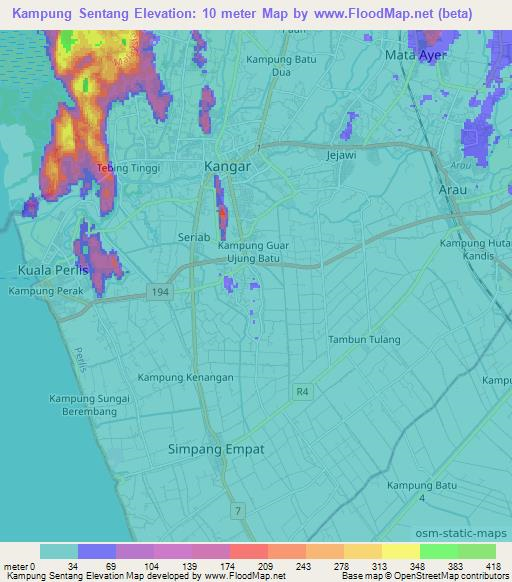 Kampung Sentang,Malaysia Elevation Map