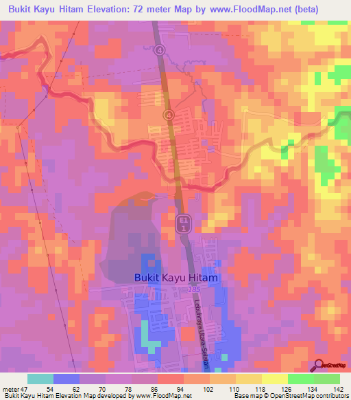 Bukit Kayu Hitam,Malaysia Elevation Map