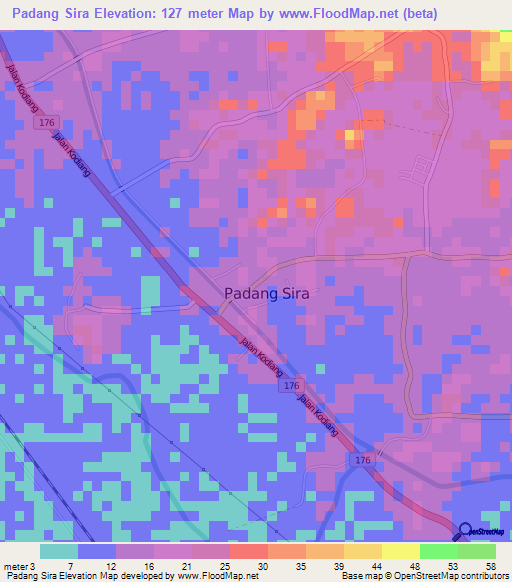 Padang Sira,Malaysia Elevation Map