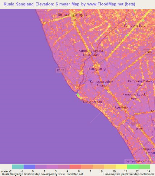 Kuala Sanglang,Malaysia Elevation Map