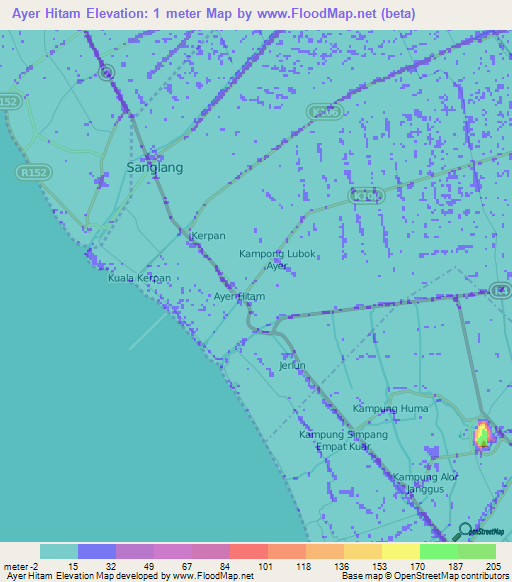 Ayer Hitam,Malaysia Elevation Map