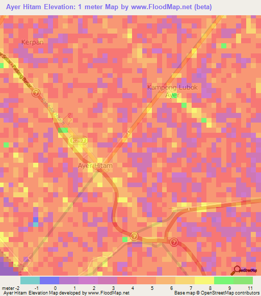 Ayer Hitam,Malaysia Elevation Map