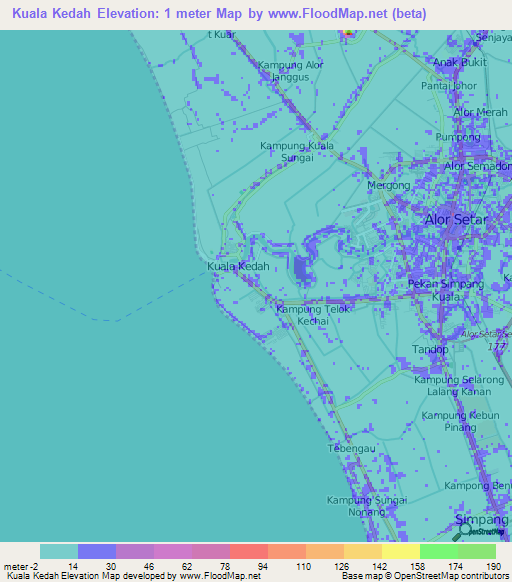 Kuala Kedah,Malaysia Elevation Map