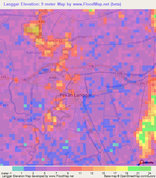 Langgar,Malaysia Elevation Map