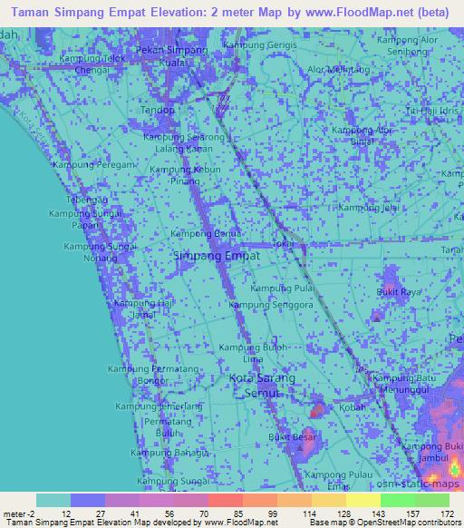 Taman Simpang Empat,Malaysia Elevation Map